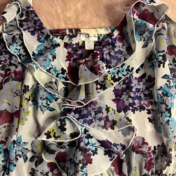 Dynamite Ruffle Floral Sleeveless Peplum Tank Top - Picture 2 of 4